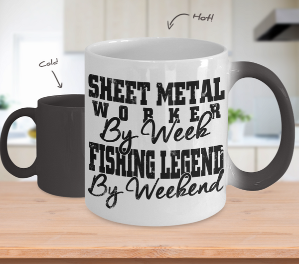 Color Changing Mug Hunting Theme Sheet Metal Worker By Week Fishing Legend By Legend