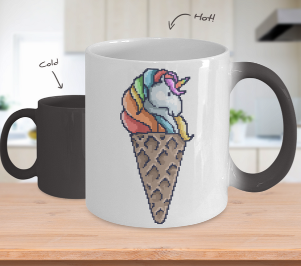 Color Changing Mug Retro 80s 90s Nostalgic Unicorn cone