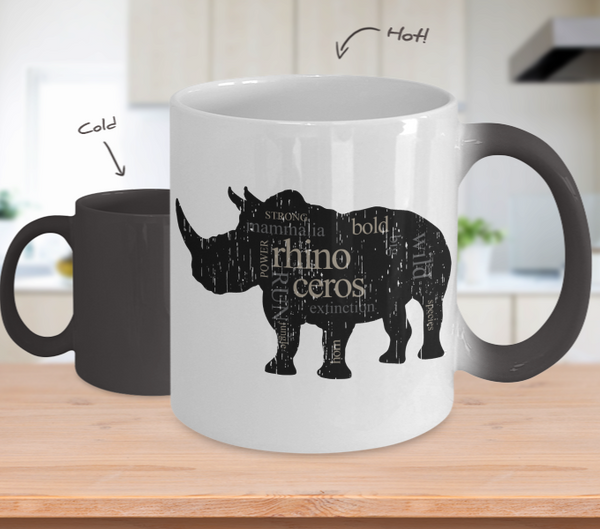 Color Changing Mug Animals Strong, Rhino, Bold, Wild, Mammalia