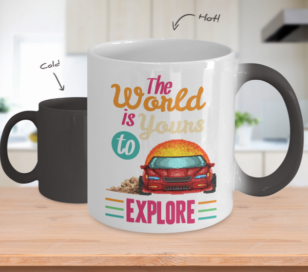 Color Changing Mug Retro 80s 90s Nostalgic the World Is Yours To Explore