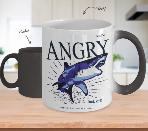 Color Changing Mug Animals Hey I'm Angry Shark