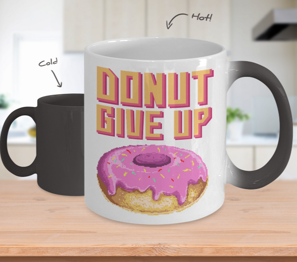 Color Changing Mug Retro 80s 90s Nostalgic Donut Give up