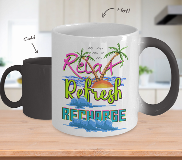 Color Changing Mug Retro 80s 90s Nostalgic Relax Refresh Recharge