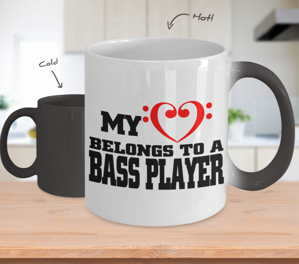 Color Changing Mug Music Theme My Love Belongs To  A Bass Player