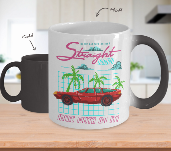 Color Changing Mug Retro 80s 90s Nostalgic Straigth Road