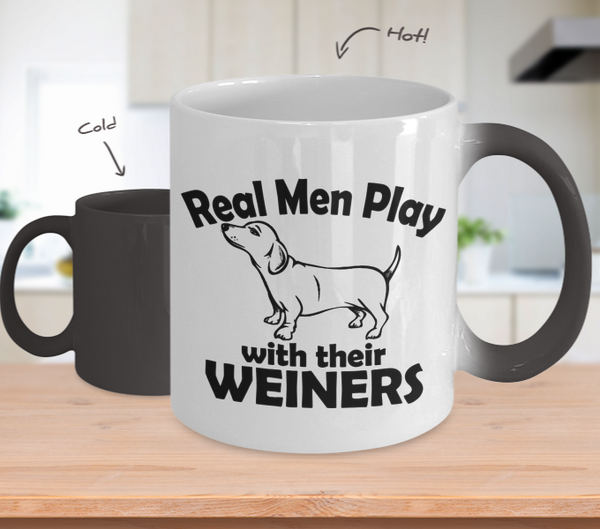 Color Changing Mug Dog Theme Real Men Play With Thier Weiners