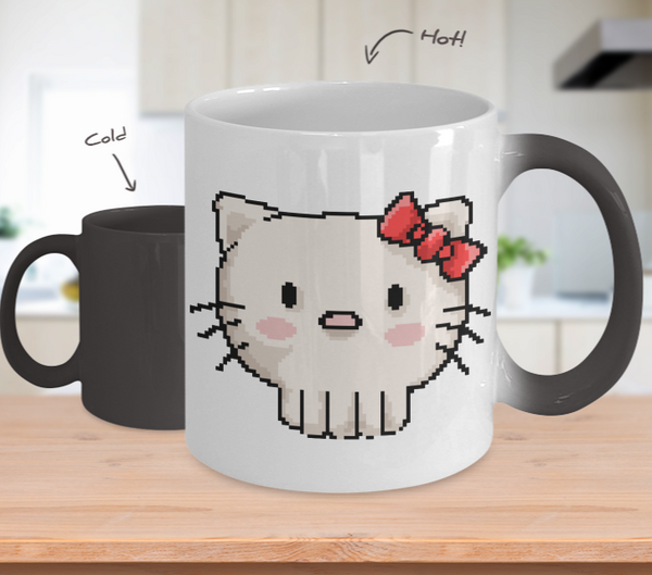 Color Changing Mug Retro 80s 90s Nostalgic Skull Kitty