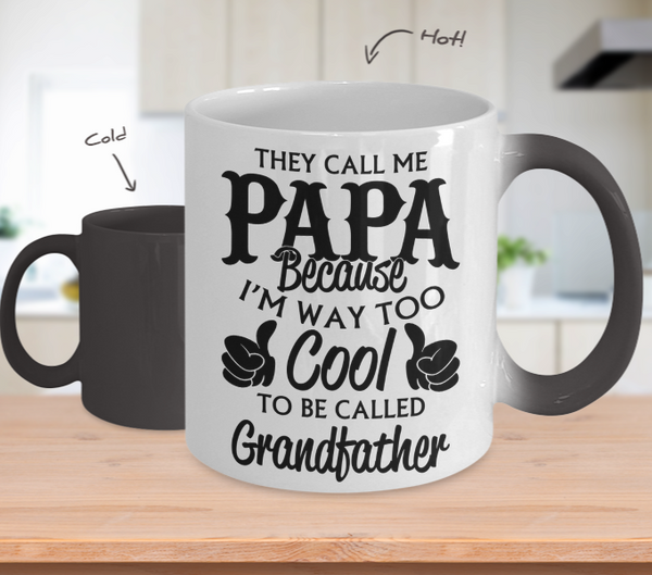 Color Changing Mug Family Theme They Call Me PAPA Beacuse I'm Way Too Cool To Be Called Grandfather