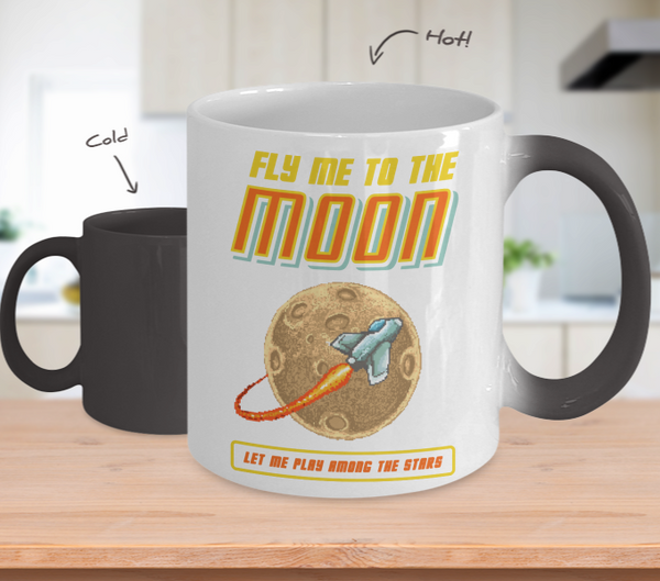 Color Changing Mug Retro 80s 90s Nostalgic Fly Me To The Moon