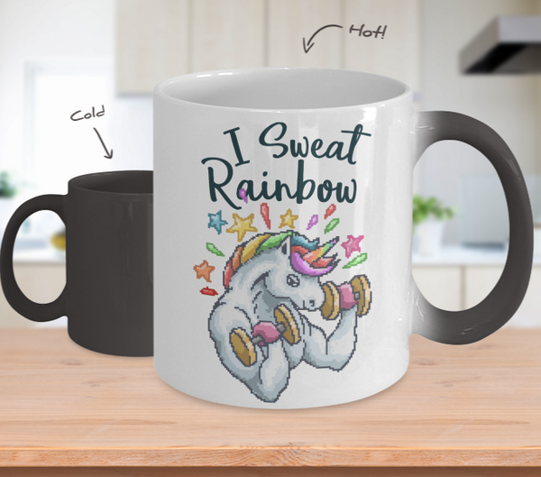 Color Changing Mug Retro 80s 90s Nostalgic I Sweat Rainbow