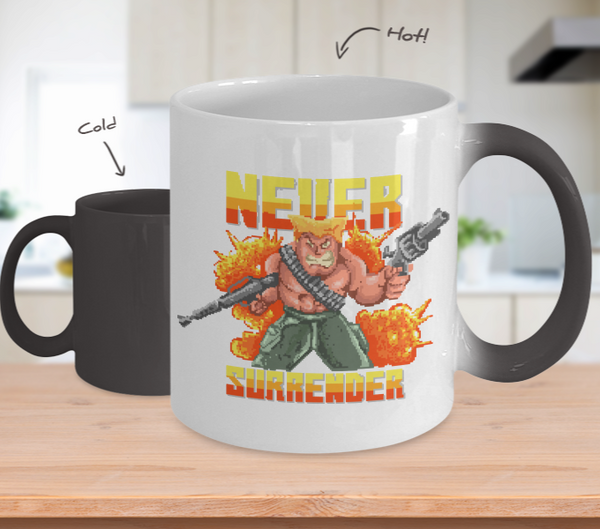Color Changing Mug Retro 80s 90s Nostalgic Never Surrender