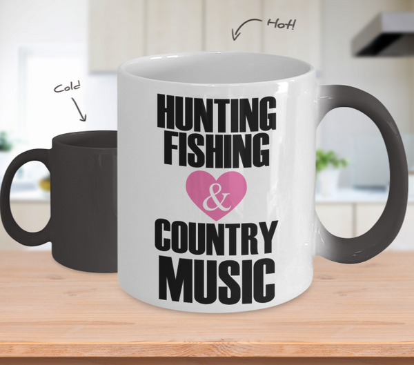 Color Changing Mug Music Theme Hunting Fishing & Country Music