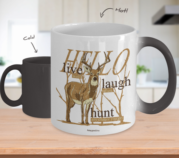 Color Changing Mug Animals Hello Live Well Laugh Often Hunt Any Chance You Get