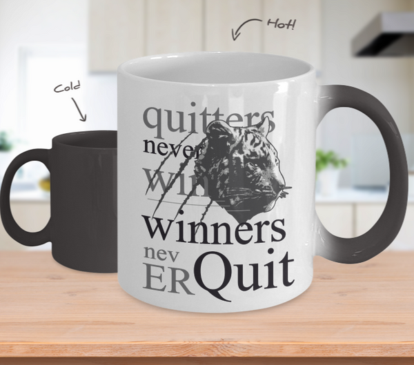 Color Changing Mug Animals Quitters Never Win Winner Never Quit