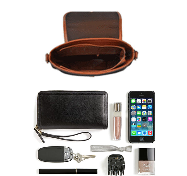 Alice Mad Hatter Crossbody Shoulder Canvas Leather Saddle Bag