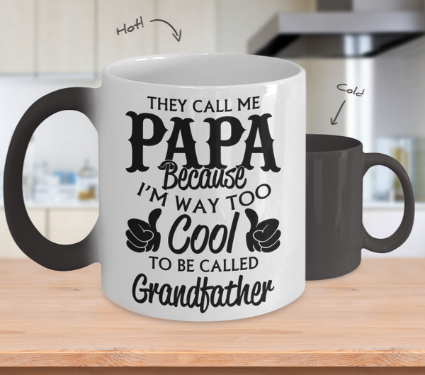 Color Changing Mug Family Theme They Call Me PAPA Beacuse I'm Way Too Cool To Be Called Grandfather