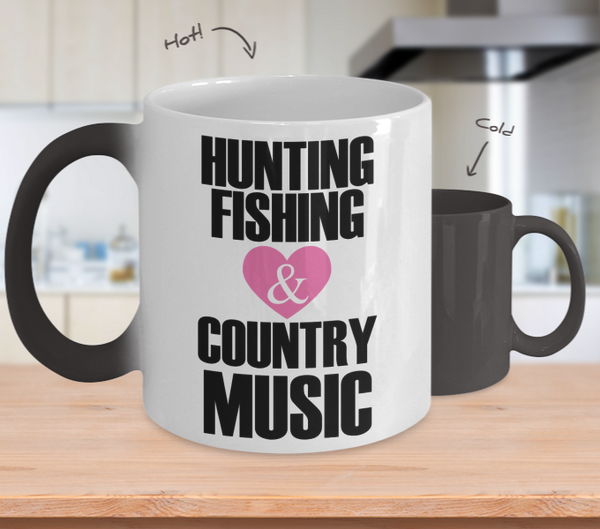 Color Changing Mug Music Theme Hunting Fishing & Country Music