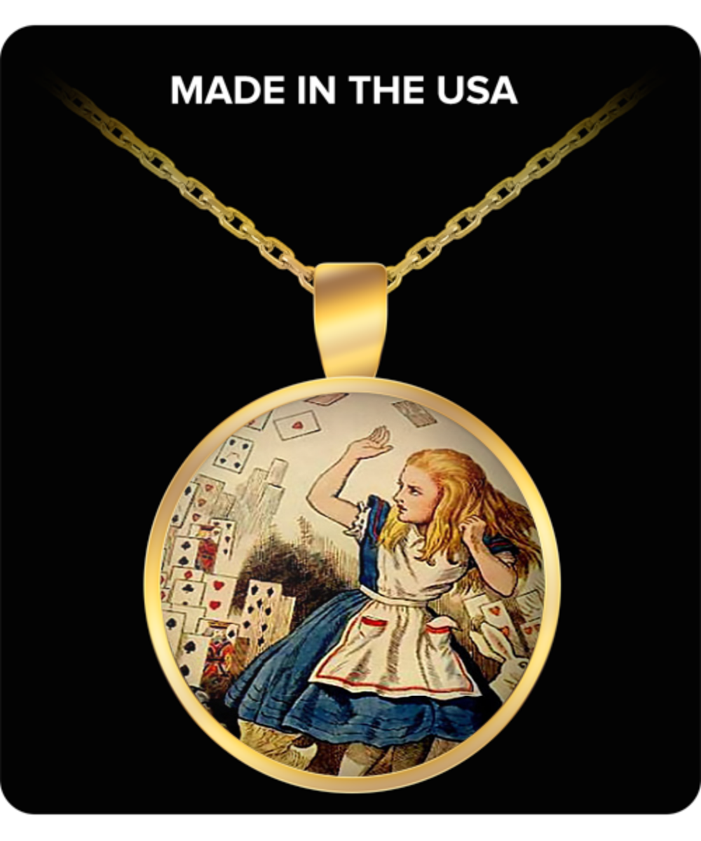 Alice In Wonderland Classic Necklace Circle Round Vintage Inspired Artwork