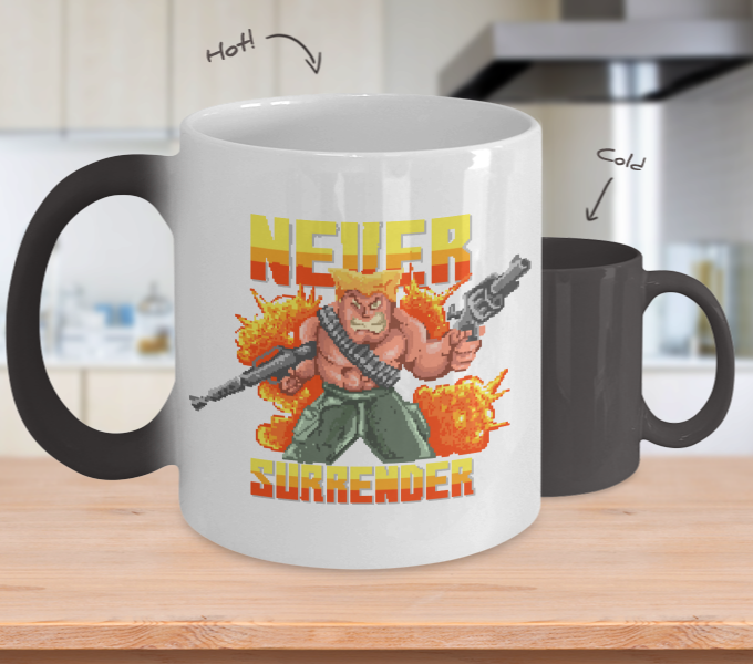 Color Changing Mug Retro 80s 90s Nostalgic Never Surrender