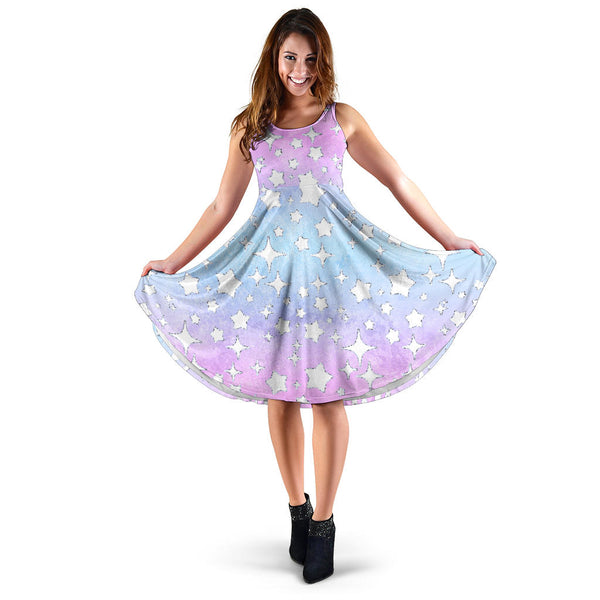 Women's Dress, No Sleeves, Custom Dress, Midi Dress, Unicorn 04