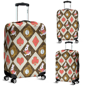 Red Card Decks And White Rabbit Alice In Wonderland Luggage Cover
