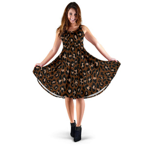 Women's Dress, No Sleeves, Custom Dress, Midi Dress, Leopard Print 13
