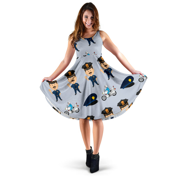 Women's Dress, No Sleeves, Custom Dress, Midi Dress, Police 05