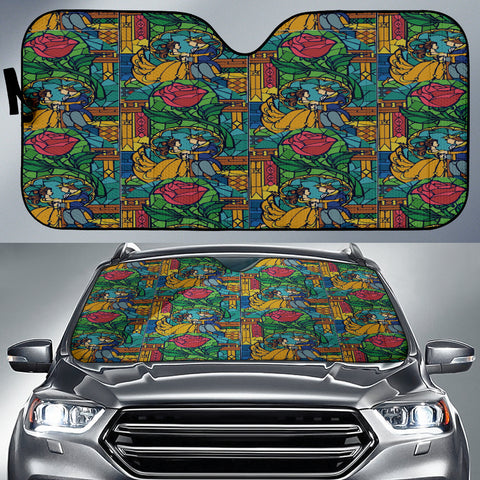 Beauty And The Beast Stained Glass Auto Sun Shades