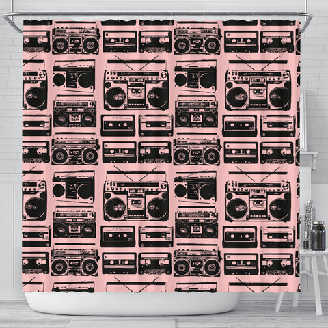 80s Boombox Shower Curtain - STUDIO 11 COUTURE