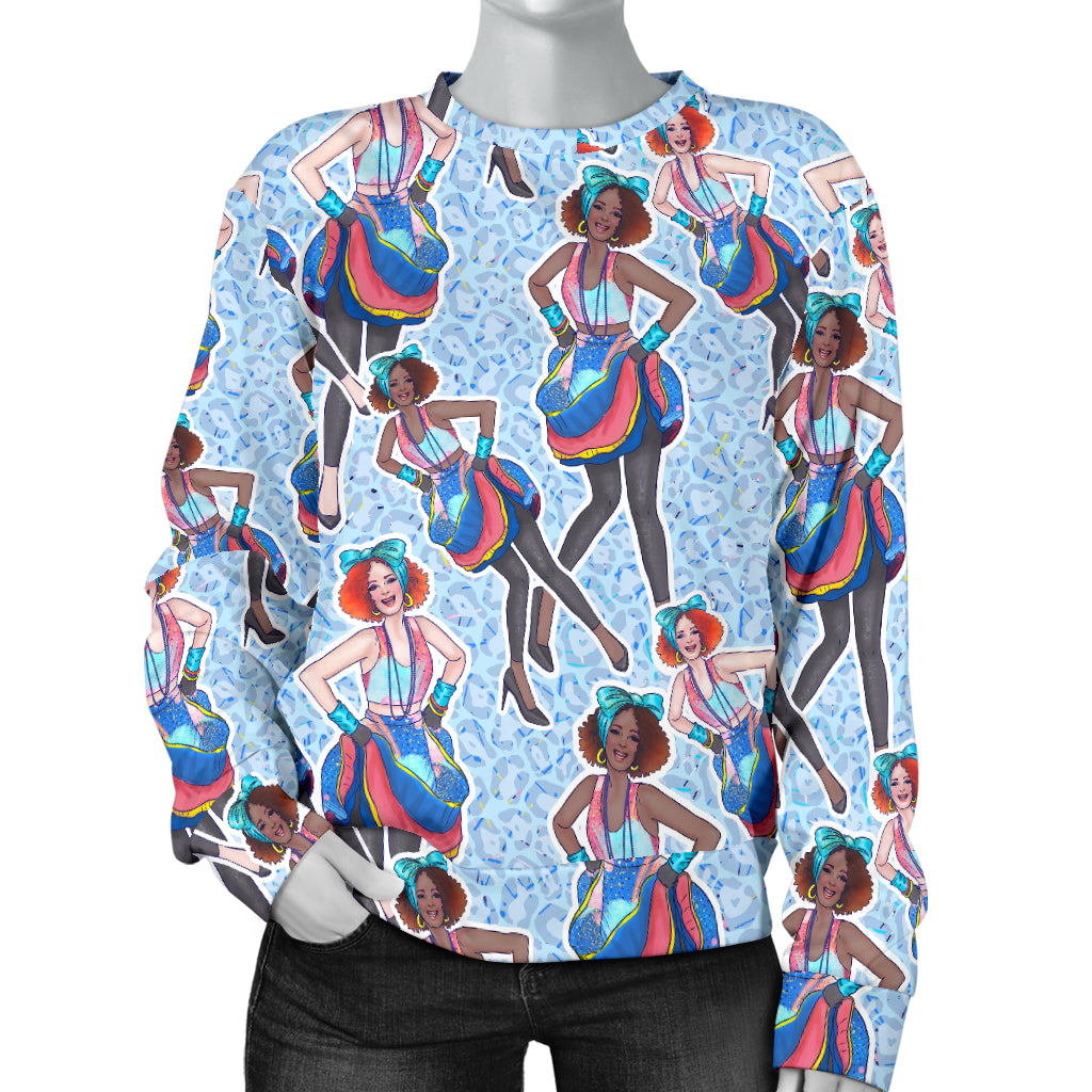 Custom Made Printed Designs Women's Sweater 80's Fashion Girl 09