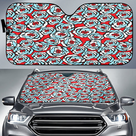 Red White Blue Floral Auto Sun Shades