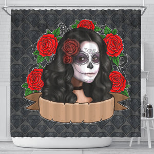 Sugar Skull Dia De Los Muertos Shower Curtain - STUDIO 11 COUTURE