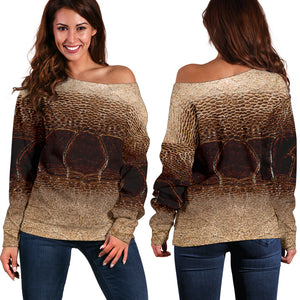 Women Teen Off Shoulder Sweater Leather 1 DFS10
