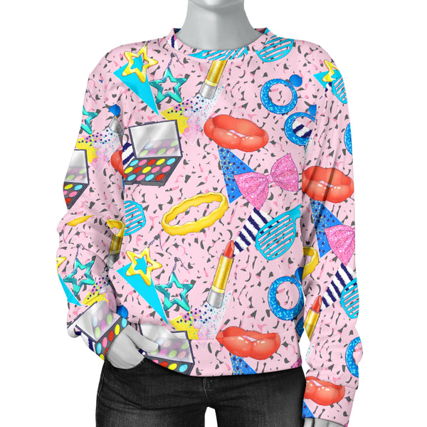 Custom Made Printed Designs Women's Sweater 80's Fashion Girl 11