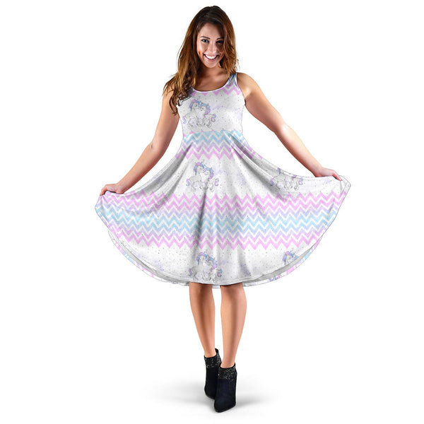 Women's Dress, No Sleeves, Custom Dress, Midi Dress, Unicorn 06