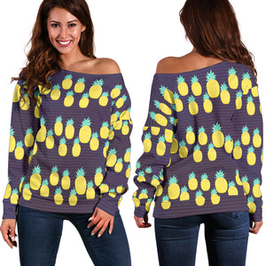 Women Teen Off Shoulder Sweater Fruits 05