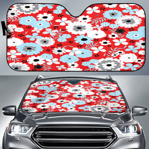 Red Blue White Floral Auto Sun Shades