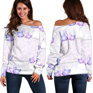 Women Teen Off Shoulder Sweater Lady Butterfly 05