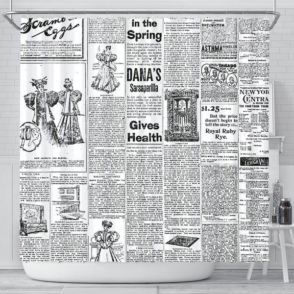 Old Newspaper 1 Shower Curtain - STUDIO 11 COUTURE