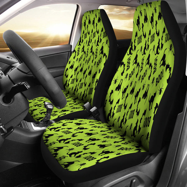 Trick or Treat Green Cat Boo Car Seat Covers