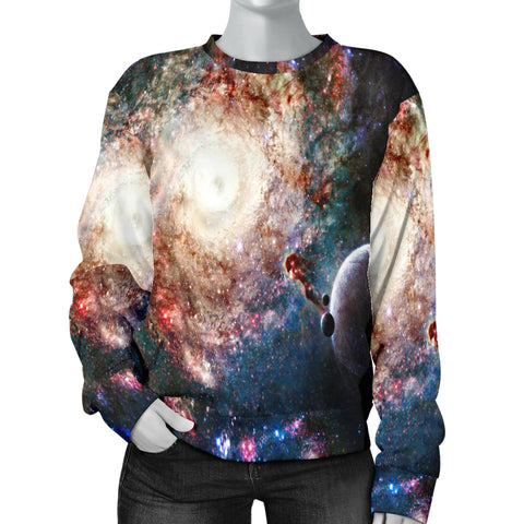 Custom Made Printed Designs Women's (G4) Sweater Galaxy