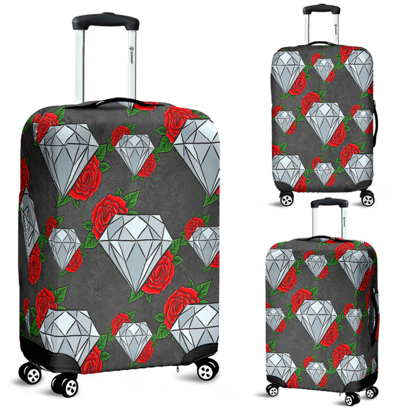 Diamond and Red Rose Luggage Cover