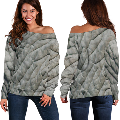Women Teen Off Shoulder Sweater Animal Skin Texture 1-08