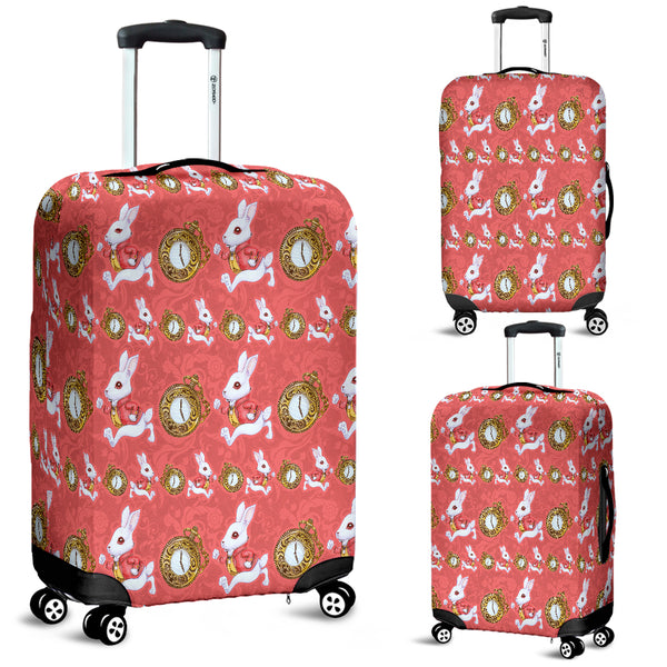 White Rabbit And Pocket Watch Alice In Wonderland Luggage Cover - STUDIO 11 COUTURE