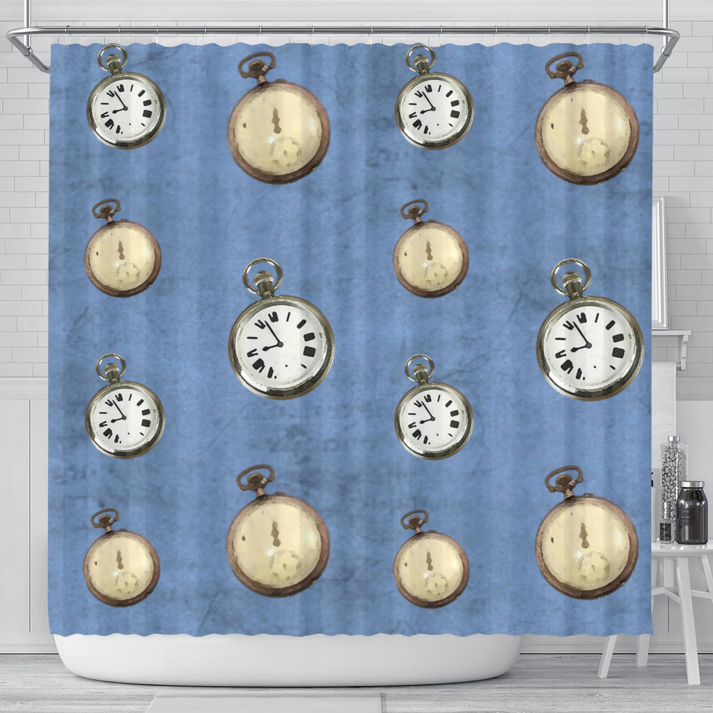 Watch The Clock Alice In Wonderland Shower Curtain - STUDIO 11 COUTURE