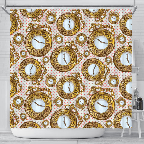 Alice In Wonderland Pocket Watch Shower Curtain
