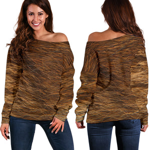 Women Teen Off Shoulder Sweater Animal Skin Texture 1-12
