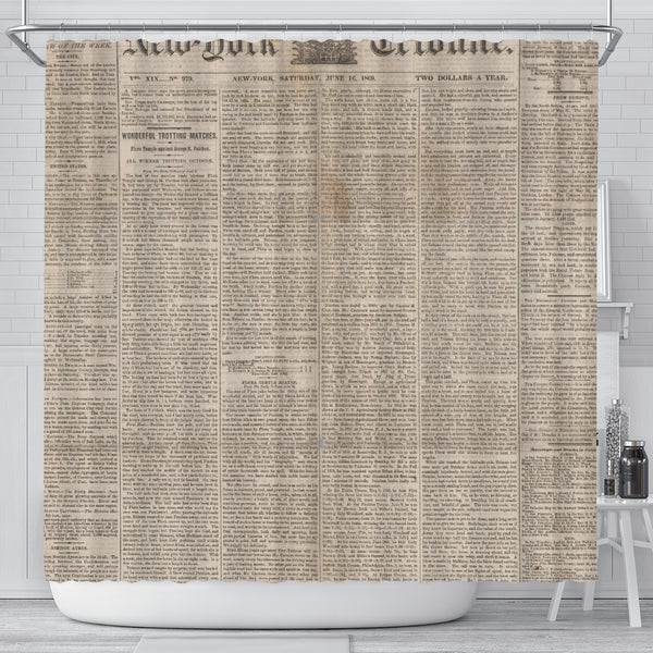 Old Newspaper 5 Shower Curtain - STUDIO 11 COUTURE