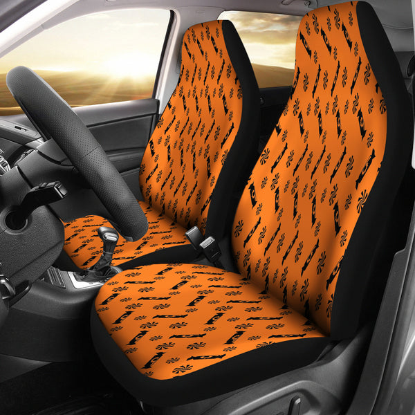 Trick or Treat Orange Black Candy Spooky Car Seat Covers
