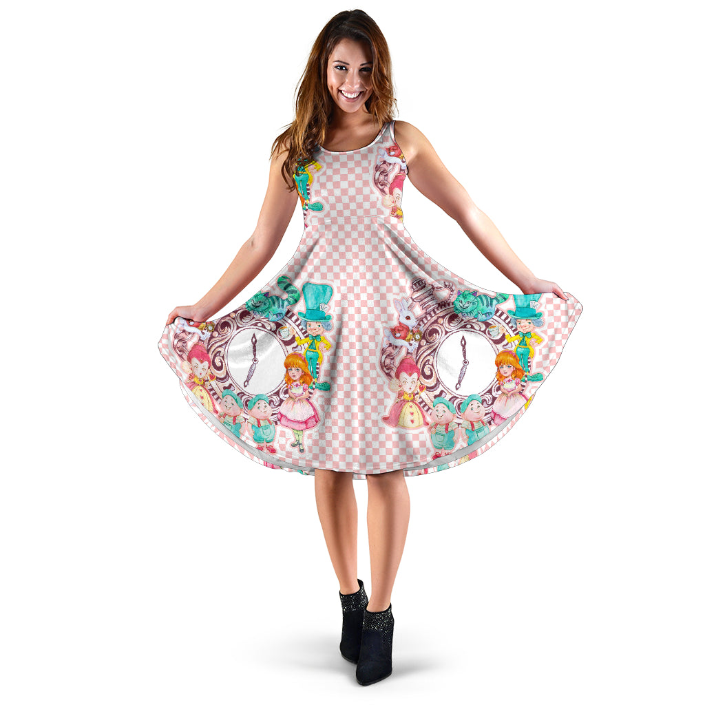 Women's Dress, No Sleeves, Custom Dress, Midi Dress, Alice In Wonderland 4-01